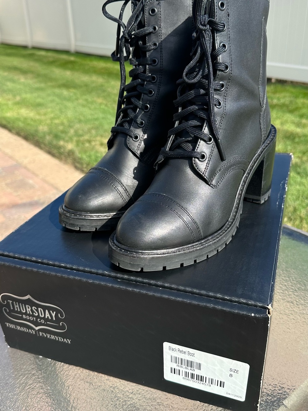 Thursday Boot Company Black Lace-Up Heeled Combat Boots